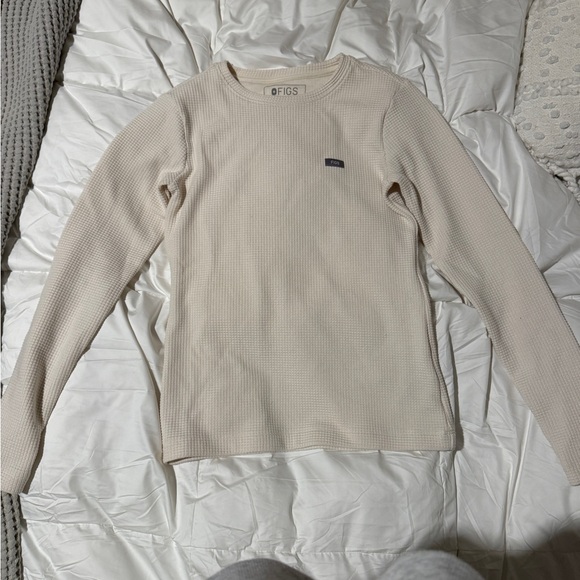 Figs Tops - Women's Cream Off-Shift Waffle Crewneck Top
Xs - Cream - Regular